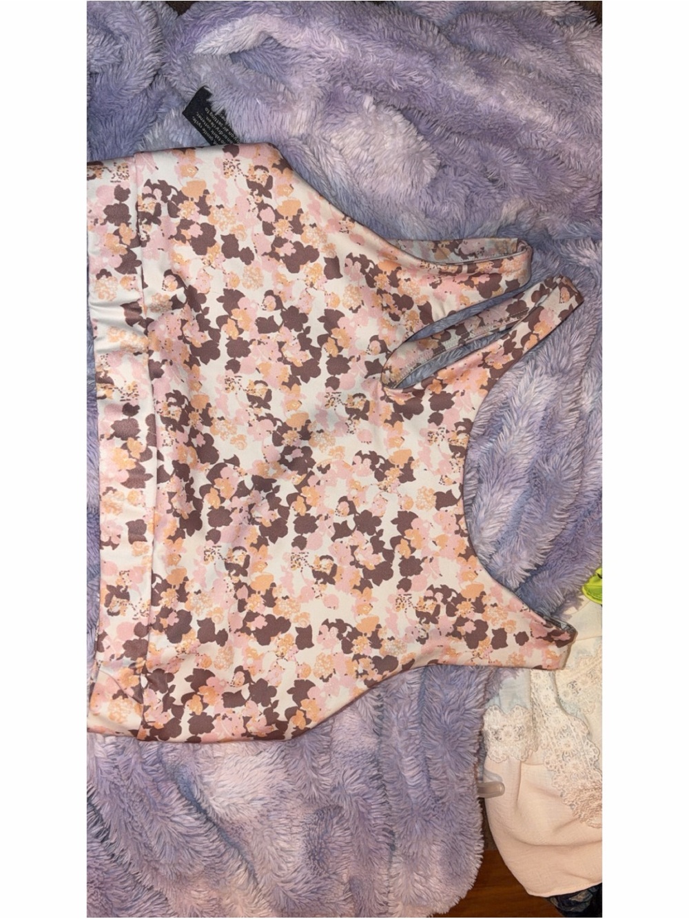 Floral Pink & Brown Athletic Bra
